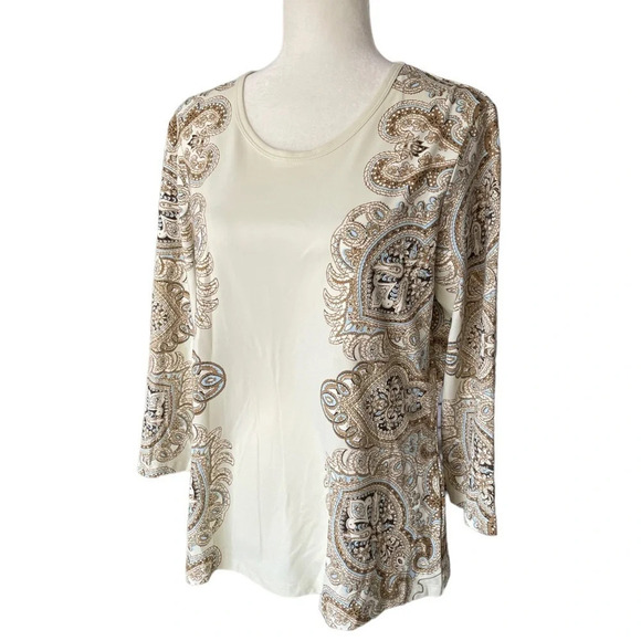 J. McLaughlin Tops - J. McLaughlin Catalina Cloth Block Paisley/Medallion 3/4 Sleeve Top XL